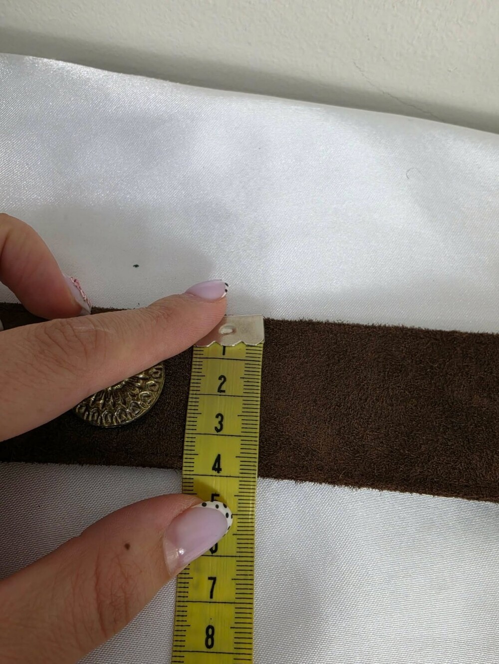 Vintage Brown Suede Belt with Ornate Brass Buckle - Picture 10 of 10